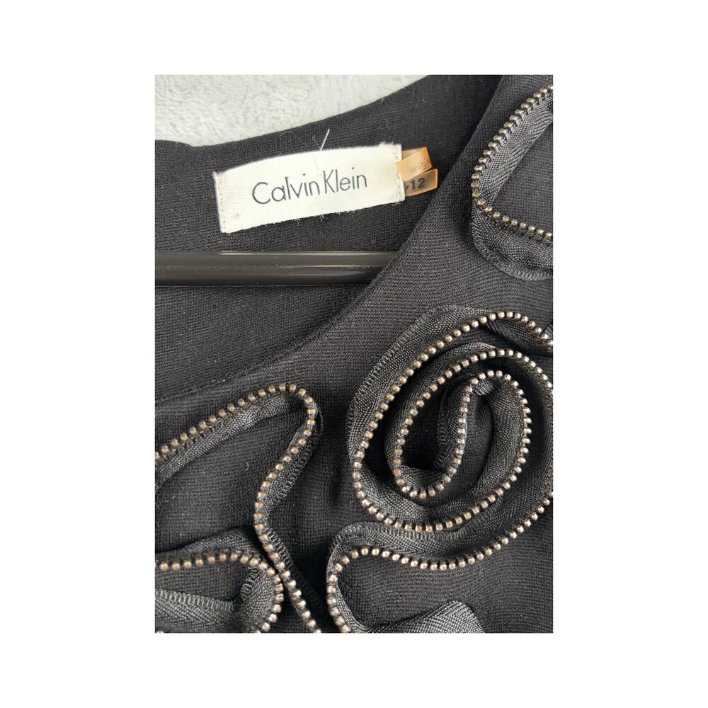Calvin Klein Black Rosette Sheath Sleeveless Dress - Size 12 - Picture 7 of 7